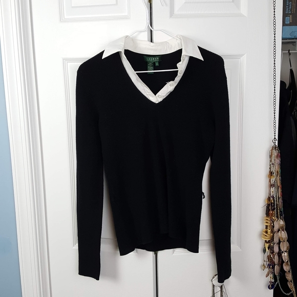Ralph Lauren black and white sweater shirt combo M - Picture 4 of 8